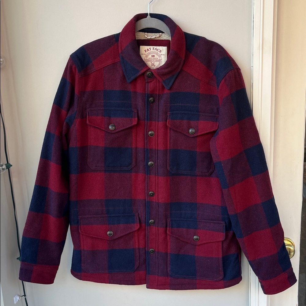 Fat Face Sherpa Flannel Shacket Shirt-Jacket